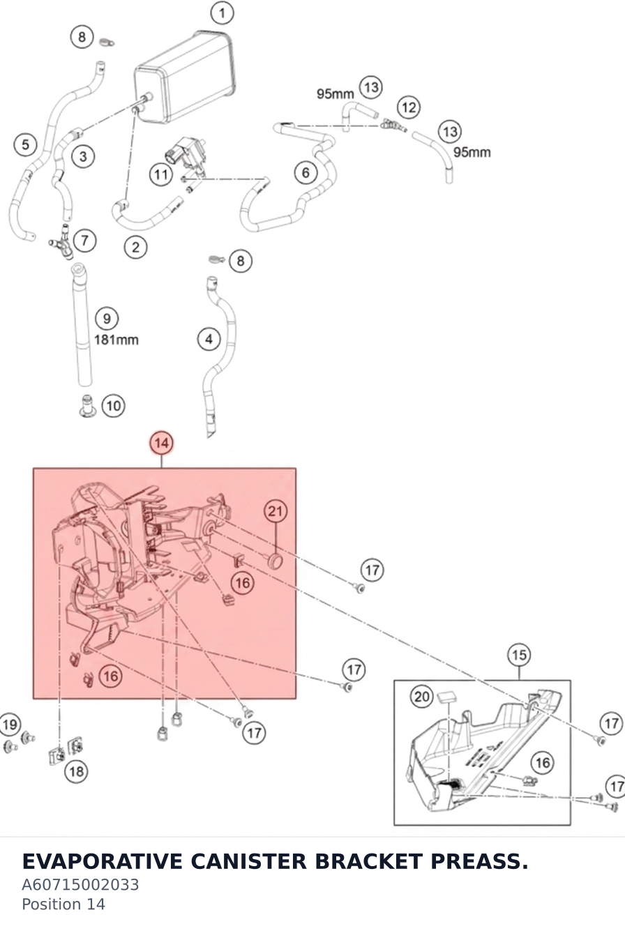 Diagram preview: EVAPORATIVE CANISTER BRACKET PREASS. (A60715002033)