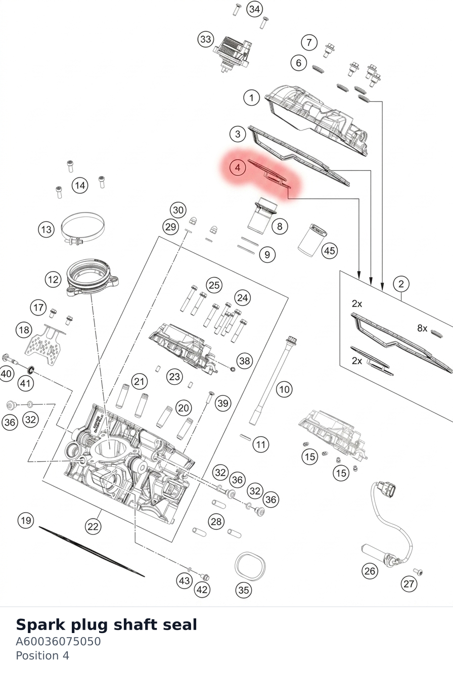 Diagram preview: Spark plug shaft seal (A60036075050)