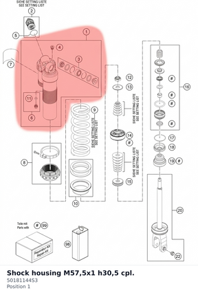 Diagram preview: Shock housing M57,5x1 h30,5 cpl. (50181144S3)