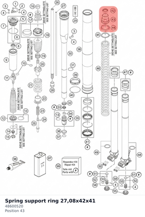 Diagram preview: Spring support ring 27,08x42x41 (48600520)