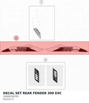 Diagram preview: DECAL SET REAR FENDER 300 EXC (54808198700)