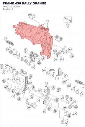 Diagram preview: FRAME 450 RALLY ORANGE (7640310100004)