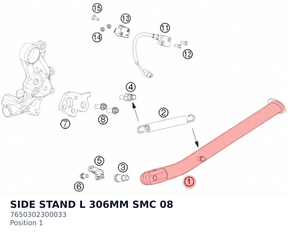 Diagram preview: SIDE STAND L 306MM SMC      08 (7650302300033)