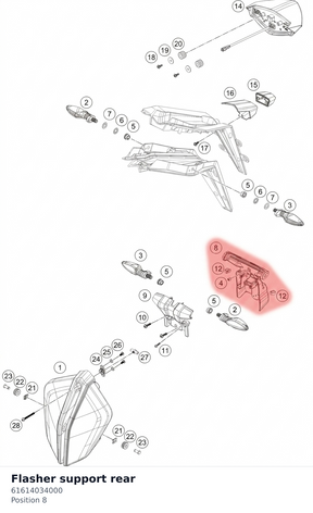 Diagram preview: Flasher support rear (61614034000)