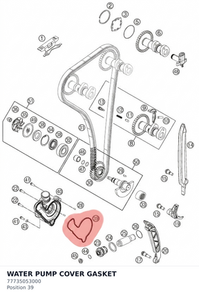 Diagram preview: WATER PUMP COVER GASKET (77735053000)