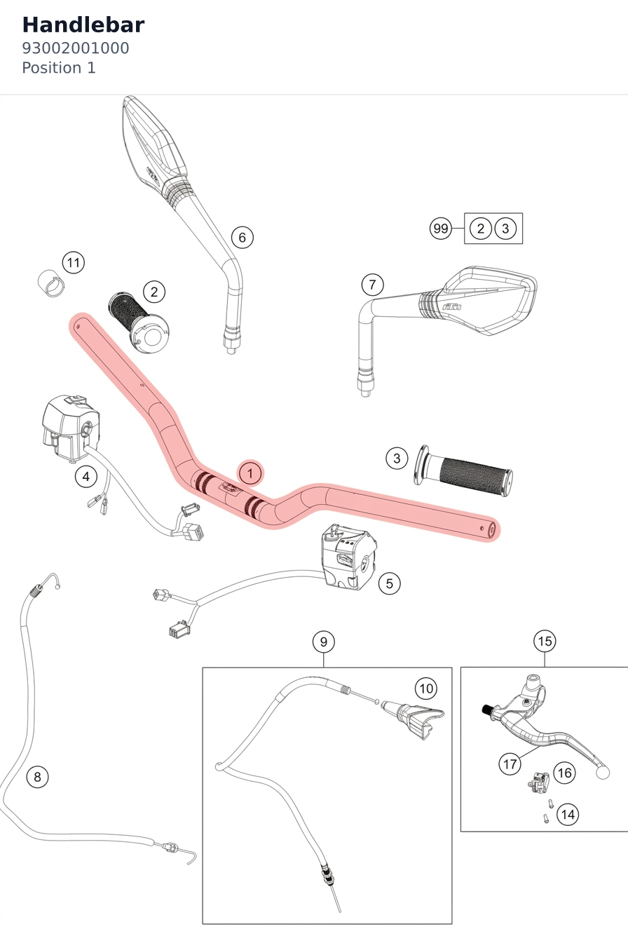 Diagram preview: Handlebar (93002001000)