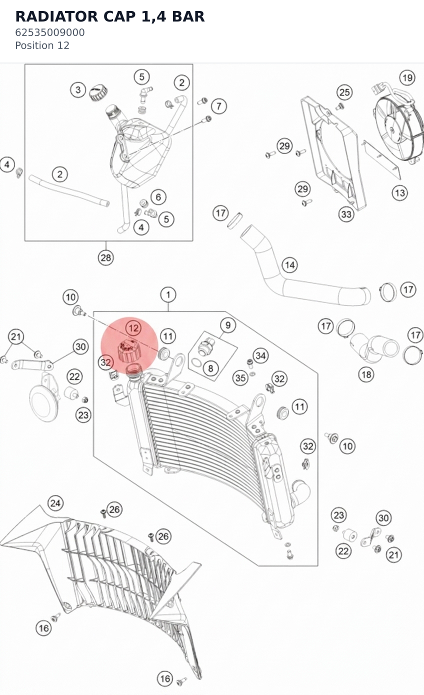 Diagram preview: RADIATOR CAP 1,4 BAR (62535009000)