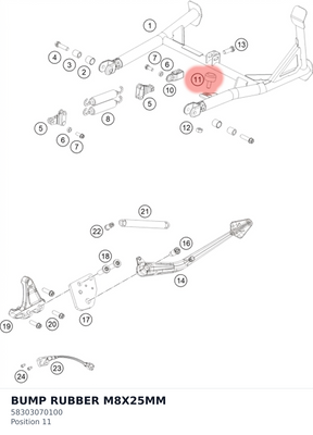 Diagram preview: BUMP RUBBER M8X25MM (58303070100)