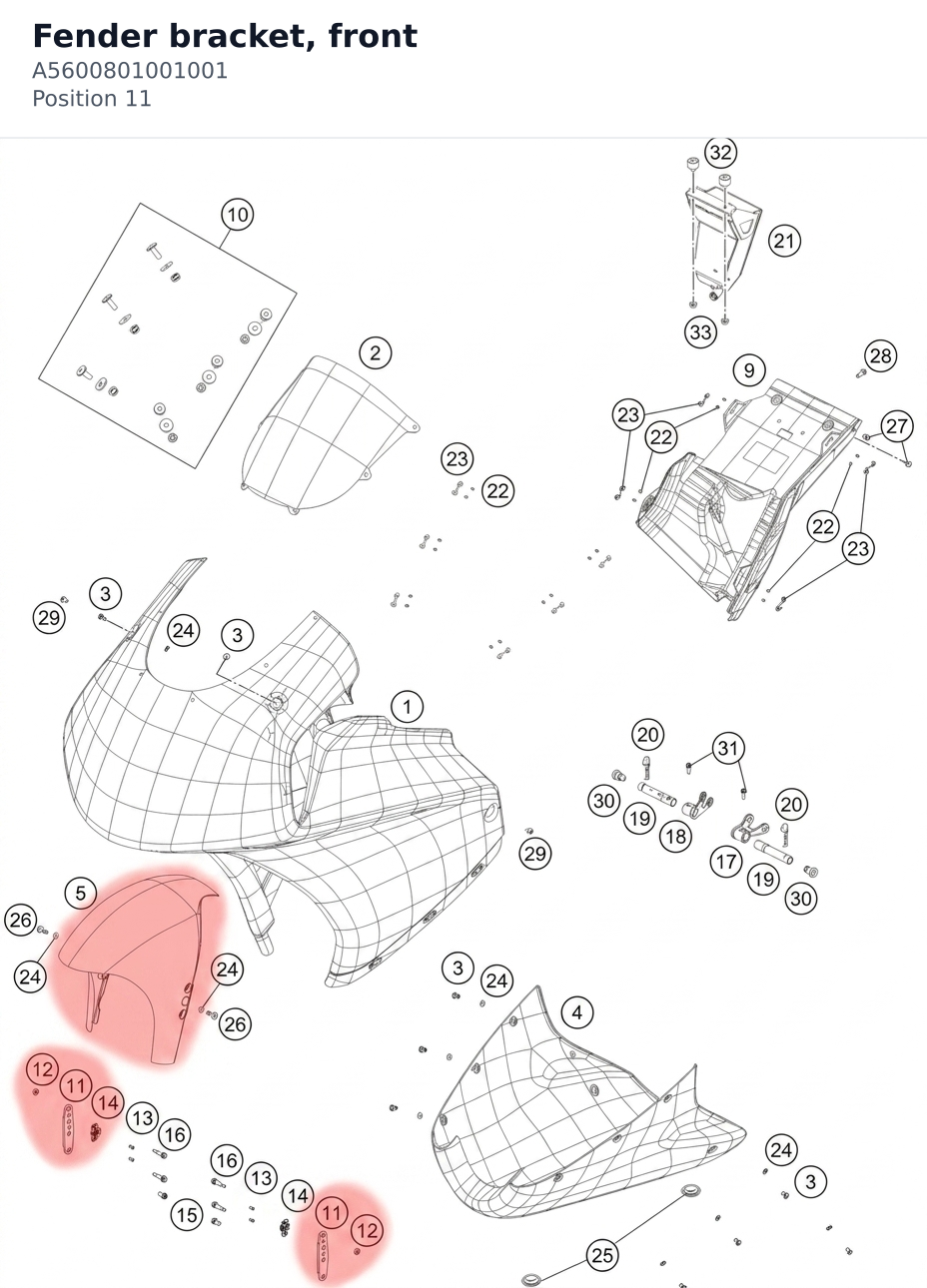 Diagram preview: Fender bracket, front (A5600801001001)