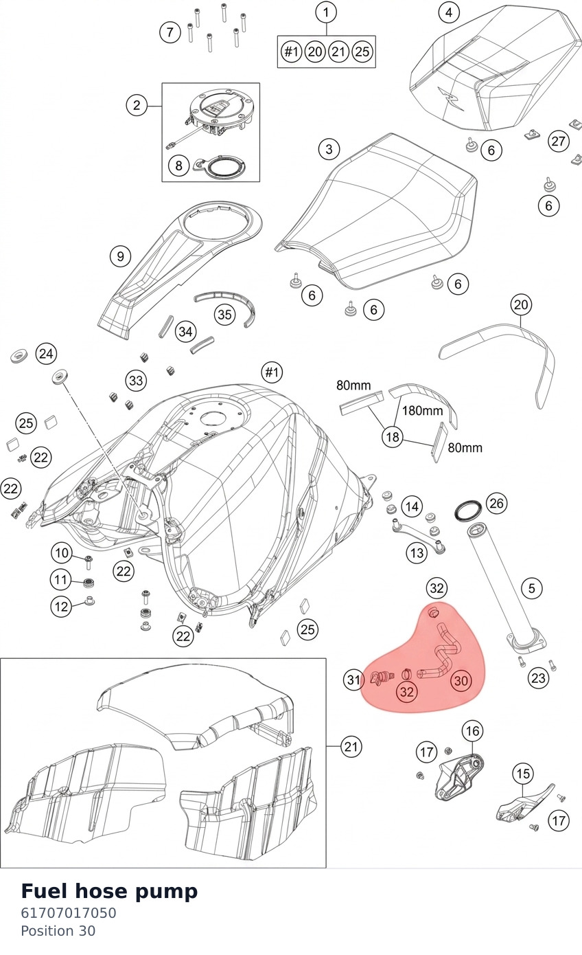 Diagram preview: Fuel hose pump (61707017050)