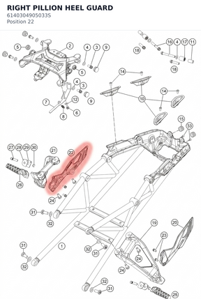 Diagram preview: RIGHT PILLION HEEL GUARD (6140304905033S)