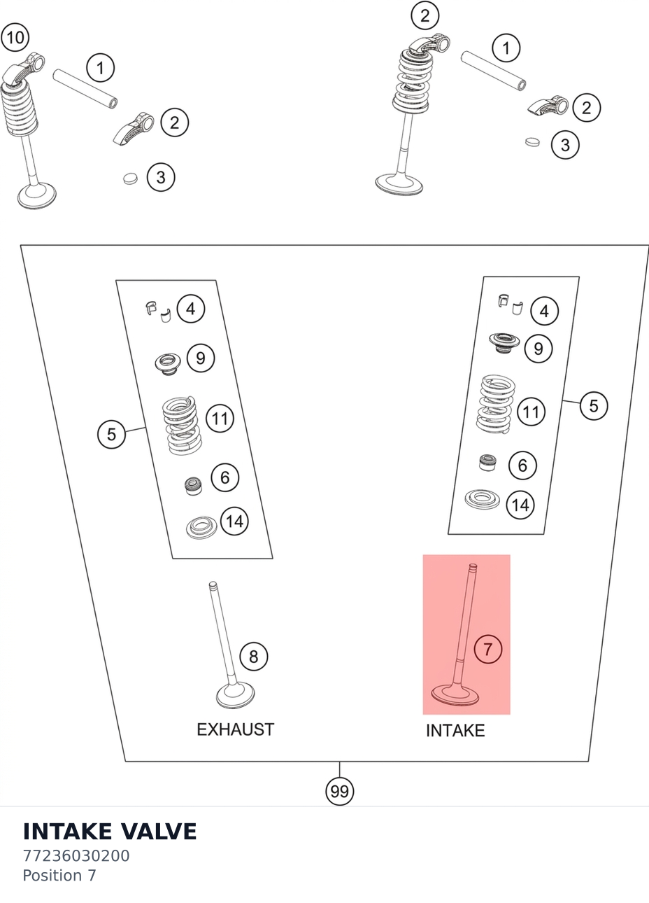 Diagram preview: INTAKE VALVE (77236030200)