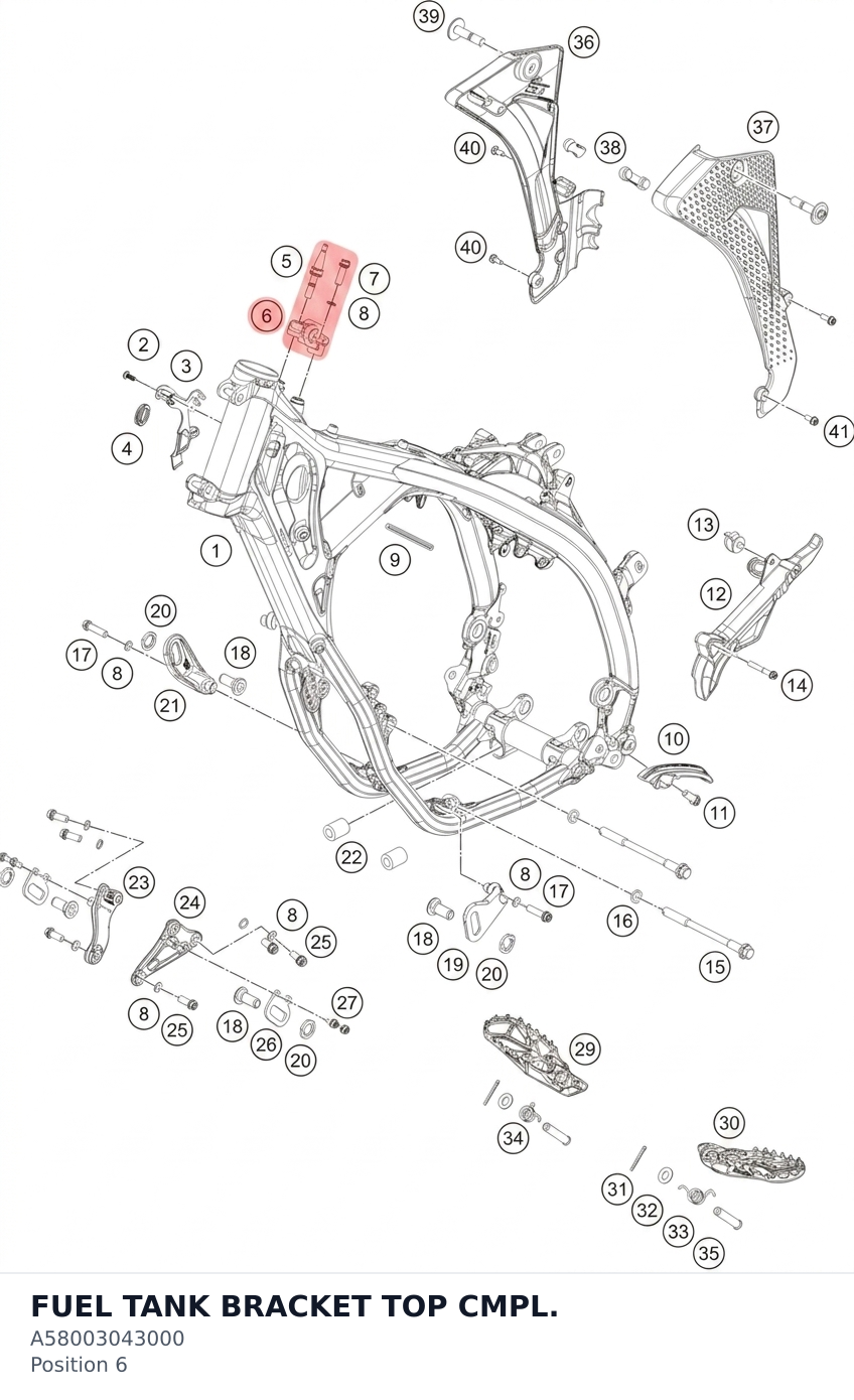 Diagram preview: FUEL TANK BRACKET TOP CMPL. (A58003043000)