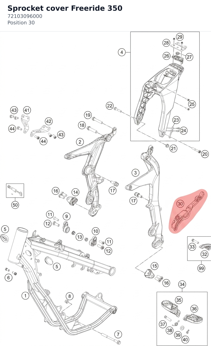 Diagram preview: Sprocket cover Freeride 350 (72103096000)