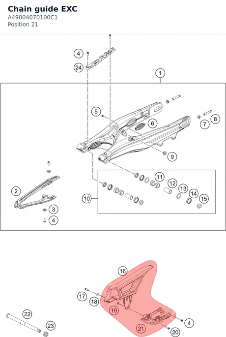 Diagram preview: Chain guide EXC (A49004070100C1)