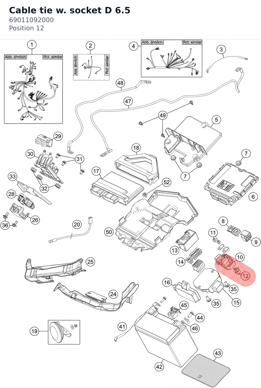 Diagram preview: Cable tie w. socket D 6.5 (69011092000)