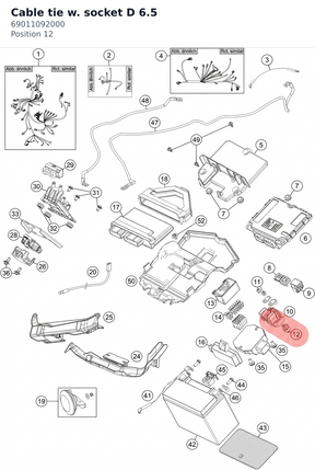 Diagram preview: Cable tie w. socket D 6.5 (69011092000)
