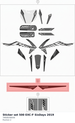 Diagram preview: Sticker set 500 EXC-F SixDays 2019 (79608298006)
