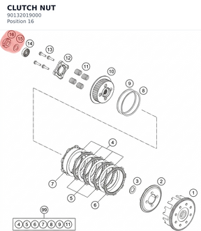 Diagram preview: CLUTCH NUT (90132019000)