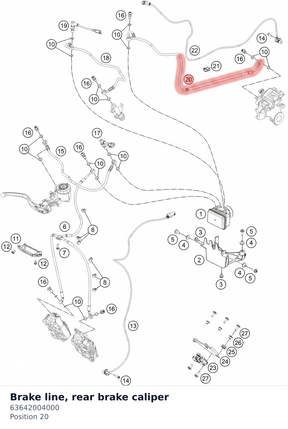 Diagram preview: Brake line, rear brake caliper (63642004000)