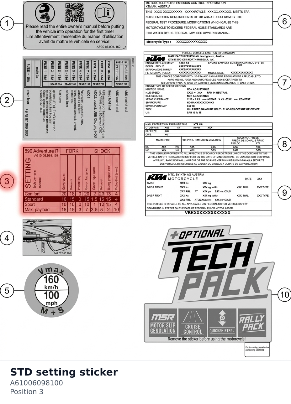 Diagram preview: STD setting sticker (A61006098100)