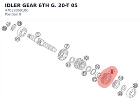 Diagram preview: IDLER GEAR 6TH G. 20-T      05 (47033009100)