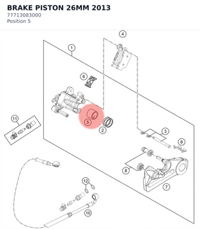 Diagram preview: BRAKE PISTON 26MM 2013 (77713083000)