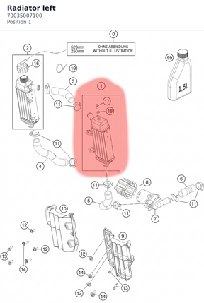 Diagram preview: Radiator left (70035007100)