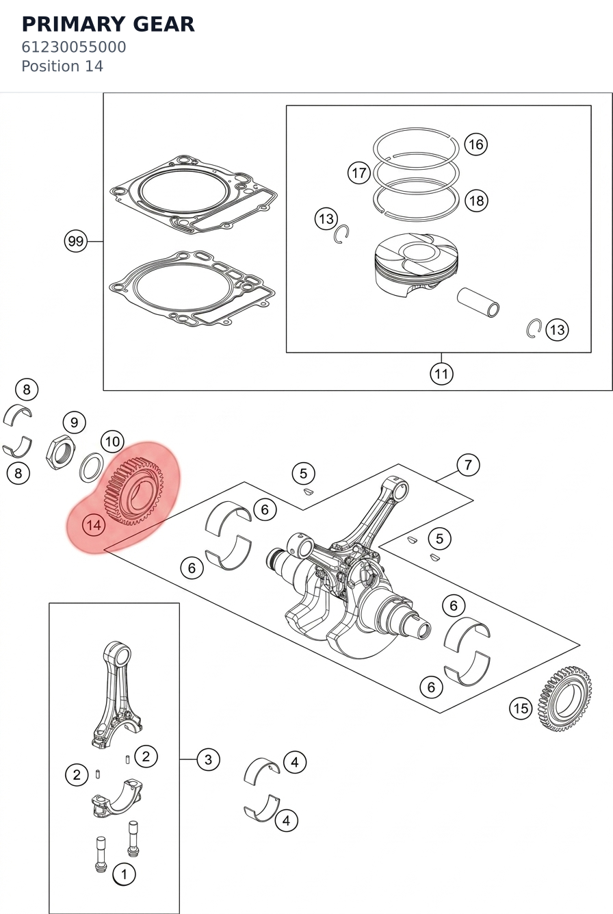 Diagram preview: PRIMARY GEAR (61230055000)