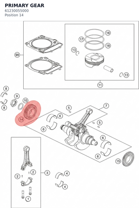 Diagram preview: PRIMARY GEAR (61230055000)