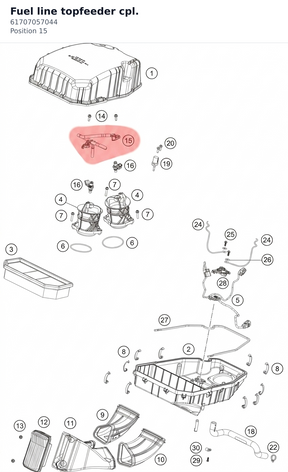 Diagram preview: Fuel line topfeeder cpl. (61707057044)