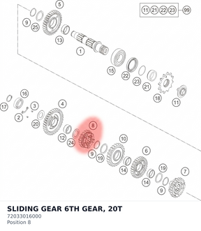 Diagram preview: SLIDING GEAR 6TH GEAR, 20T (72033016000)