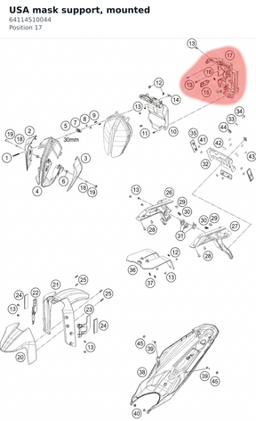 Diagram preview: USA mask support, mounted (64114510044)