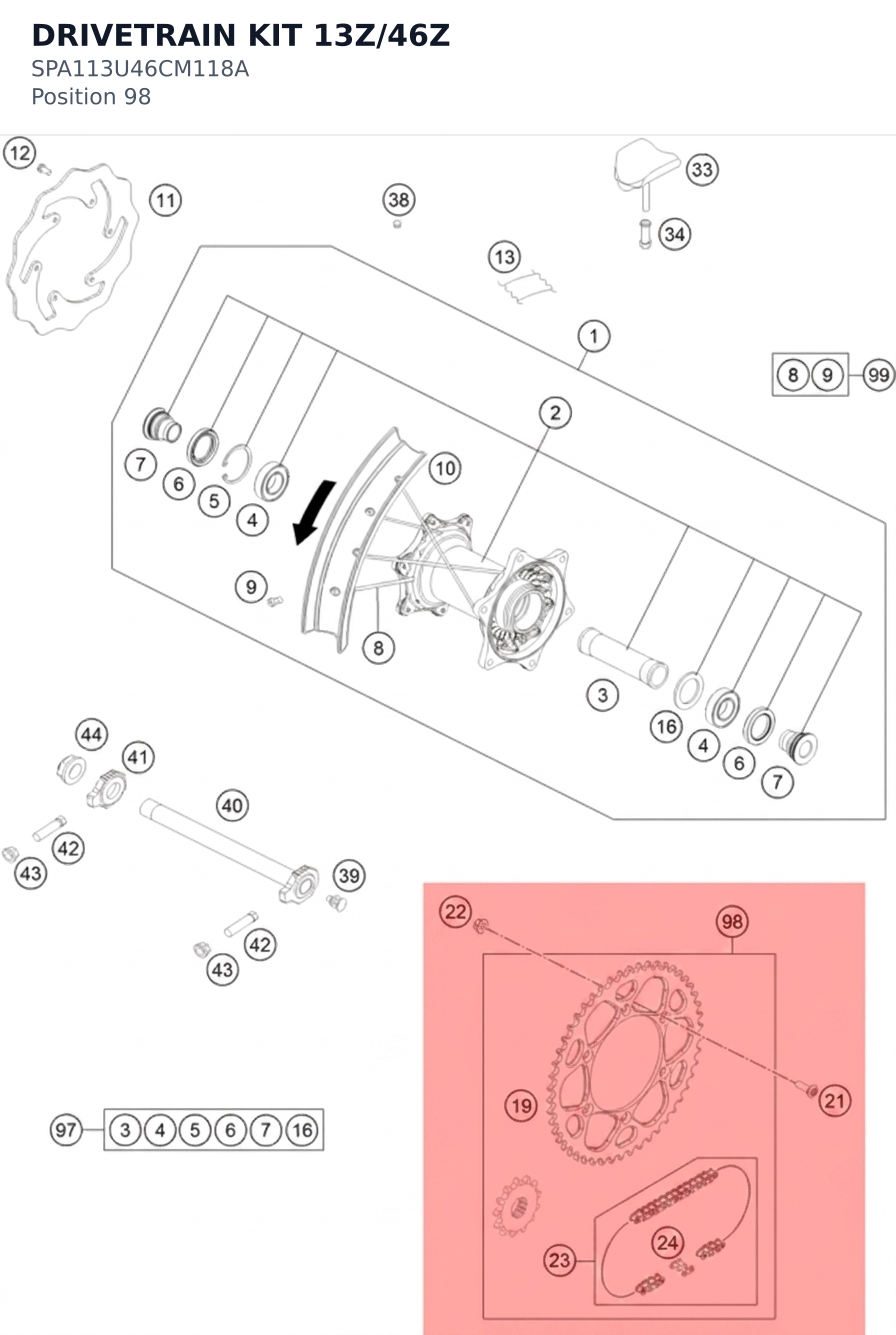 Diagram preview: DRIVETRAIN KIT 13Z/46Z (SPA113U46CM118A)