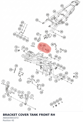 Diagram preview: BRACKET COVER TANK FRONT RH (A60103001072)