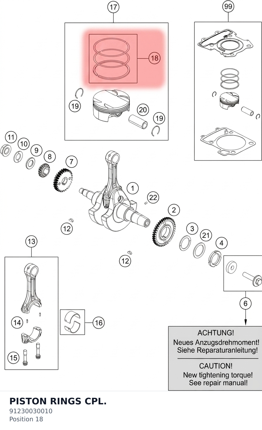 Diagram preview: PISTON RINGS CPL. (91230030010)