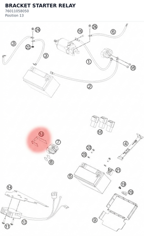 Diagram preview: BRACKET STARTER RELAY (76011058050)
