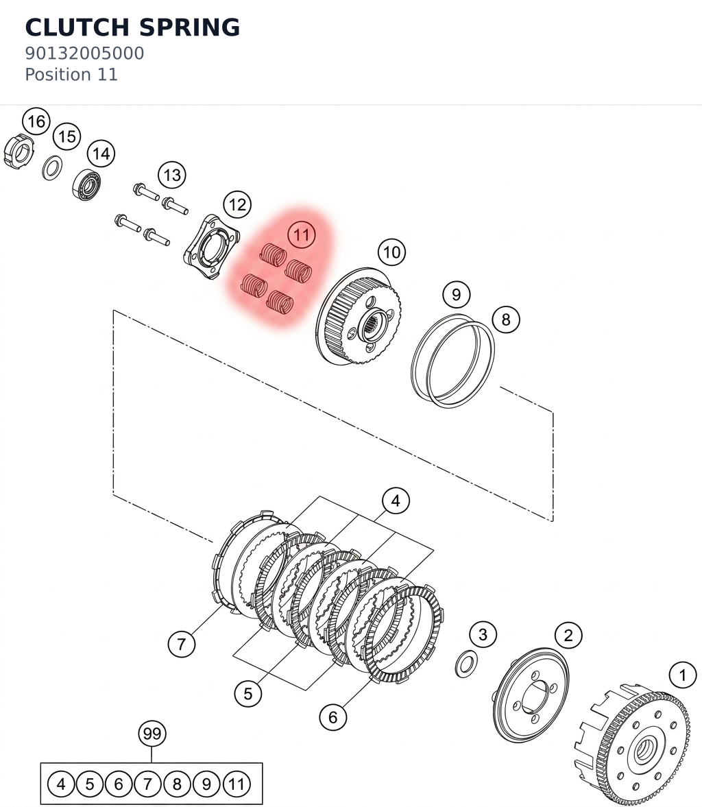 Diagram preview: CLUTCH SPRING (90132005000)