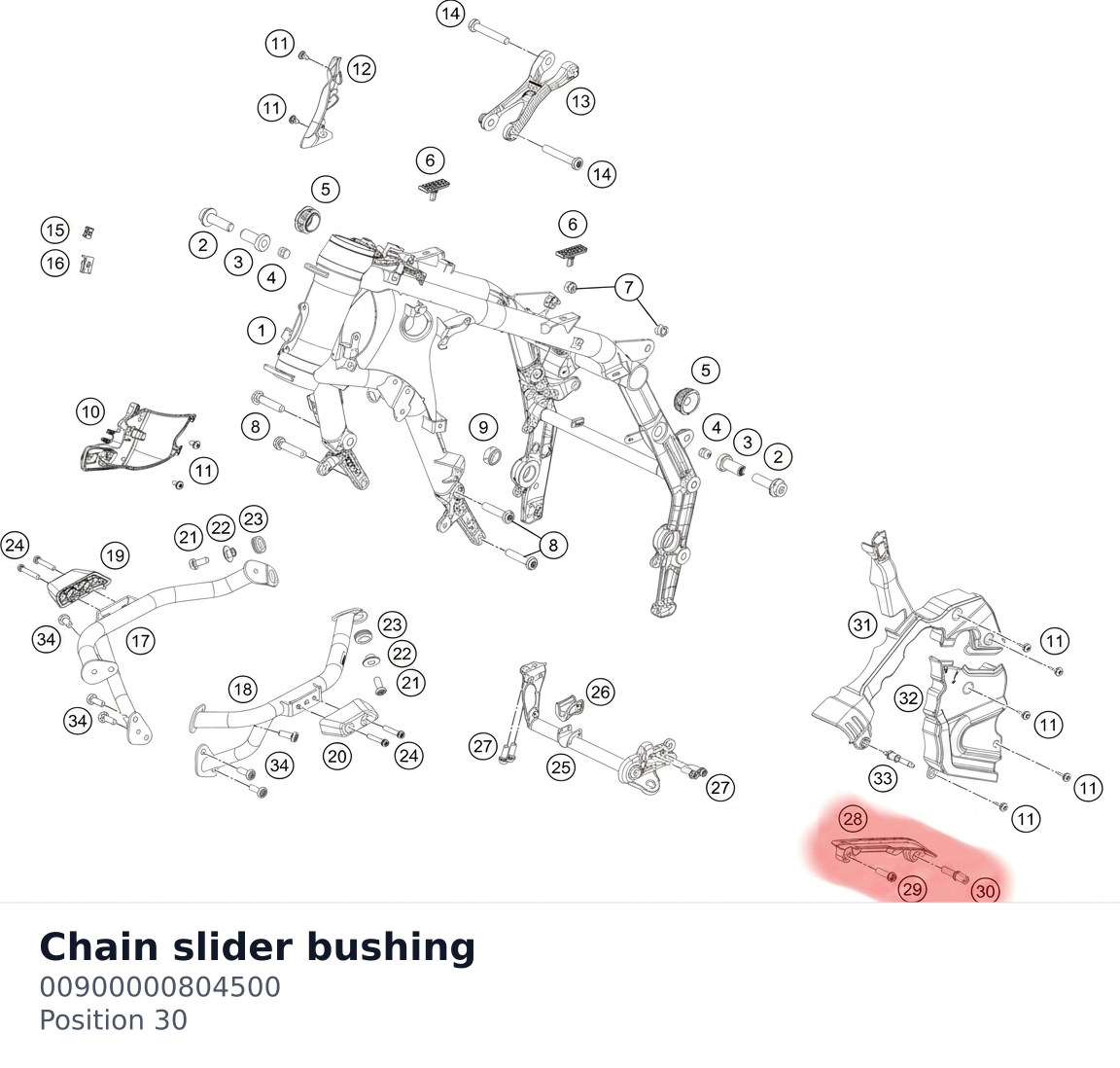 Diagram preview: Chain slider bushing (00900000804500)