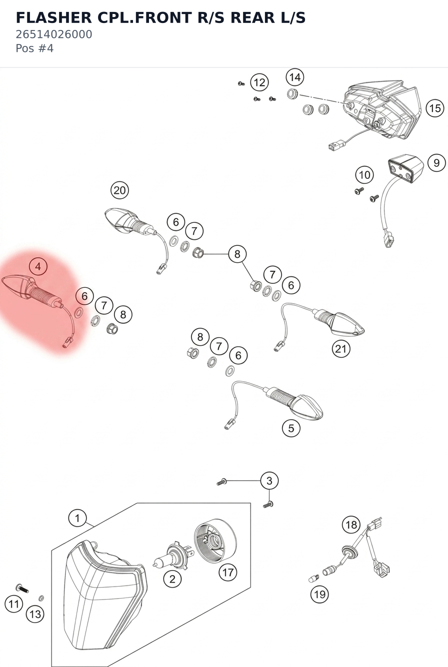 Diagram preview: FLASHER CPL.FRONT R/S REAR L/S (26514026000)