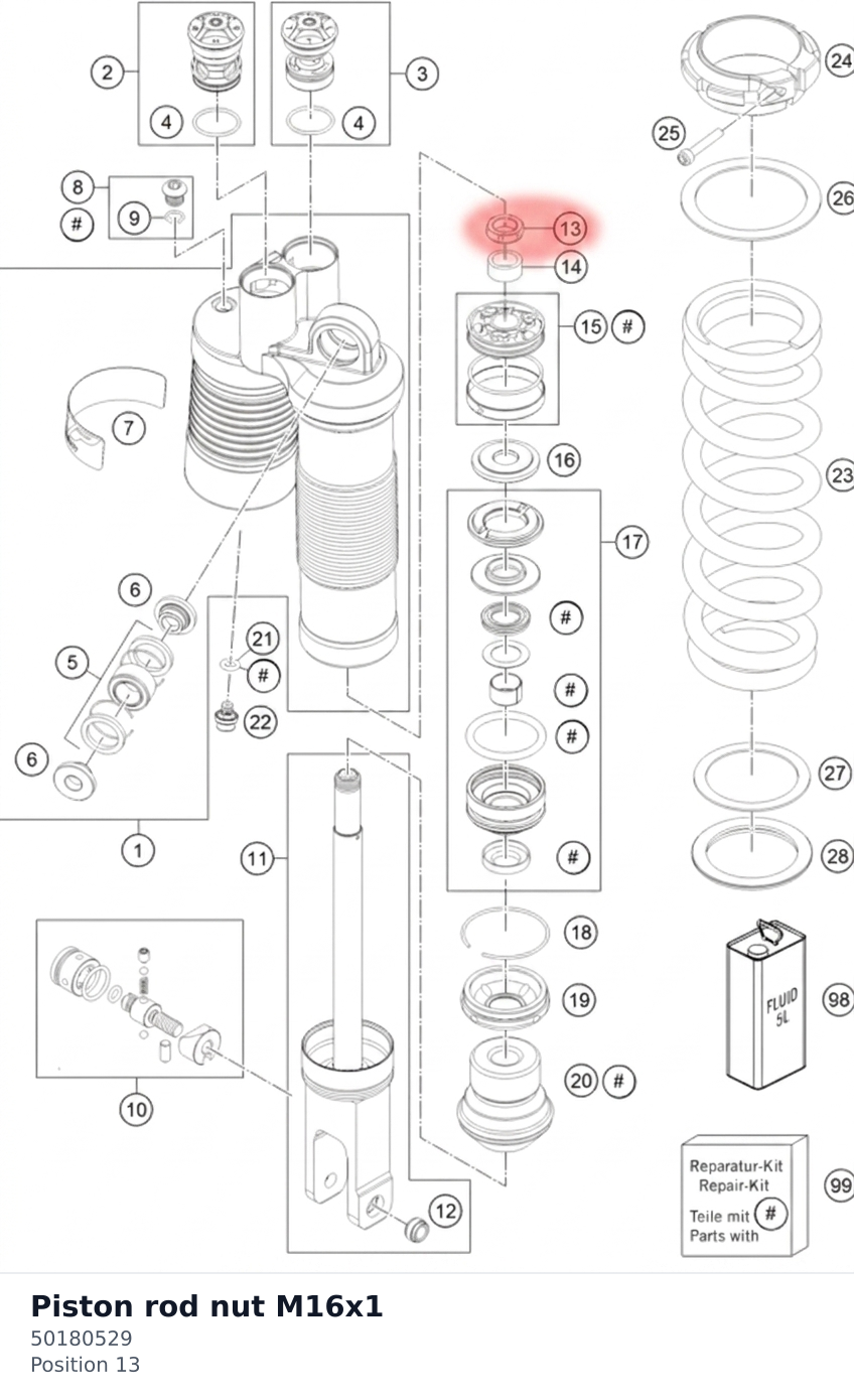 Diagram preview: Piston rod nut M16x1 (50180529)