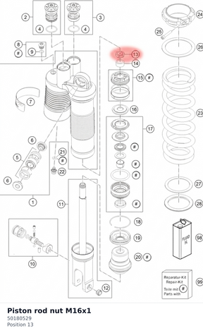 Diagram preview: Piston rod nut M16x1 (50180529)