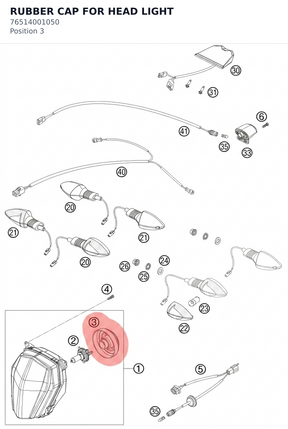 Diagram preview: RUBBER CAP FOR HEAD LIGHT (76514001050)