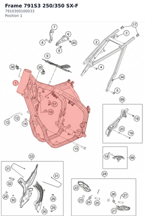 Diagram preview: Frame 791S3 250/350 SX-F (7910300100033)