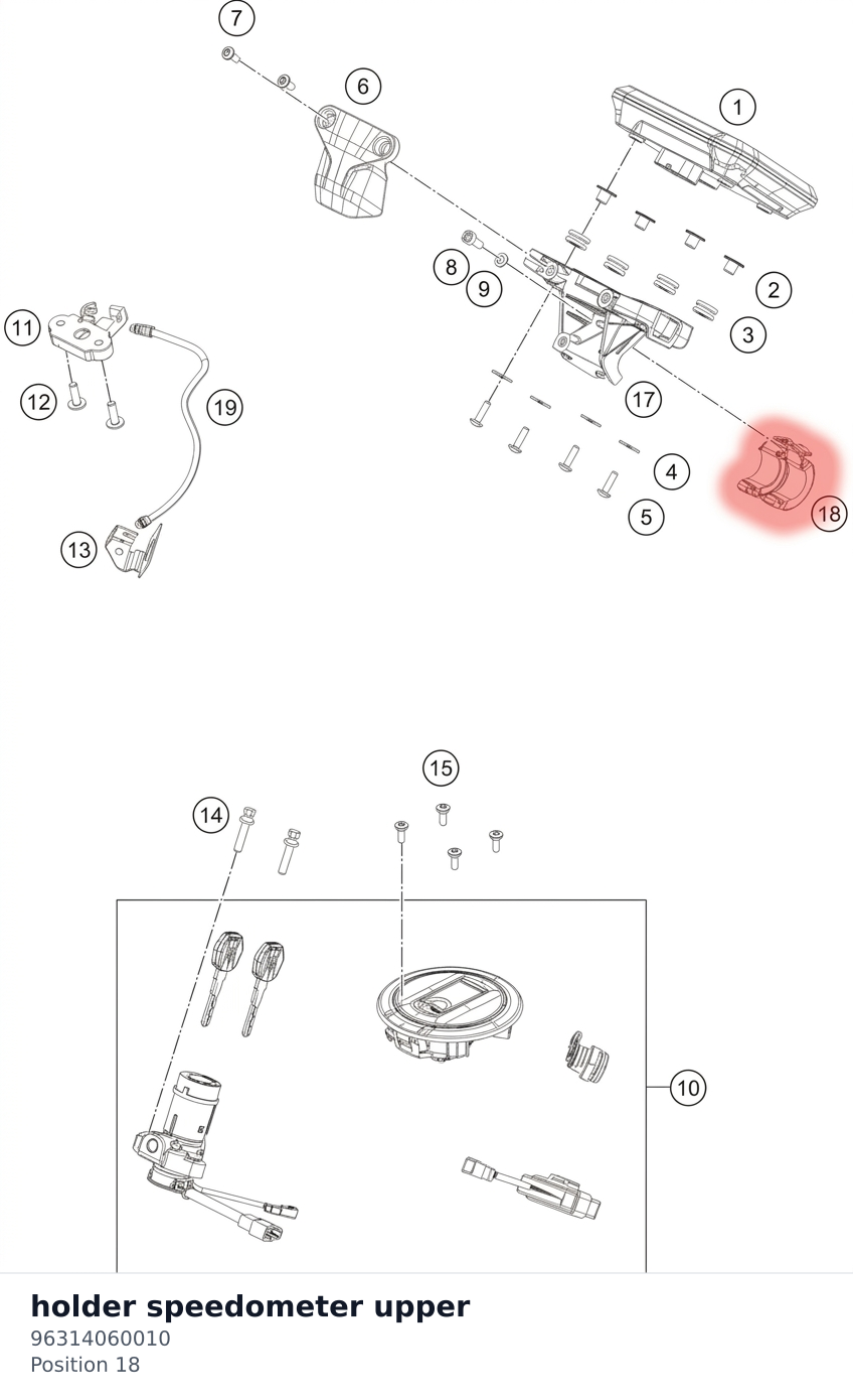 Diagram preview: holder speedometer upper (96314060010)