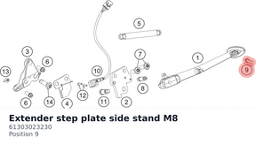 Diagram preview: Extender step plate side stand M8 (61303023230)