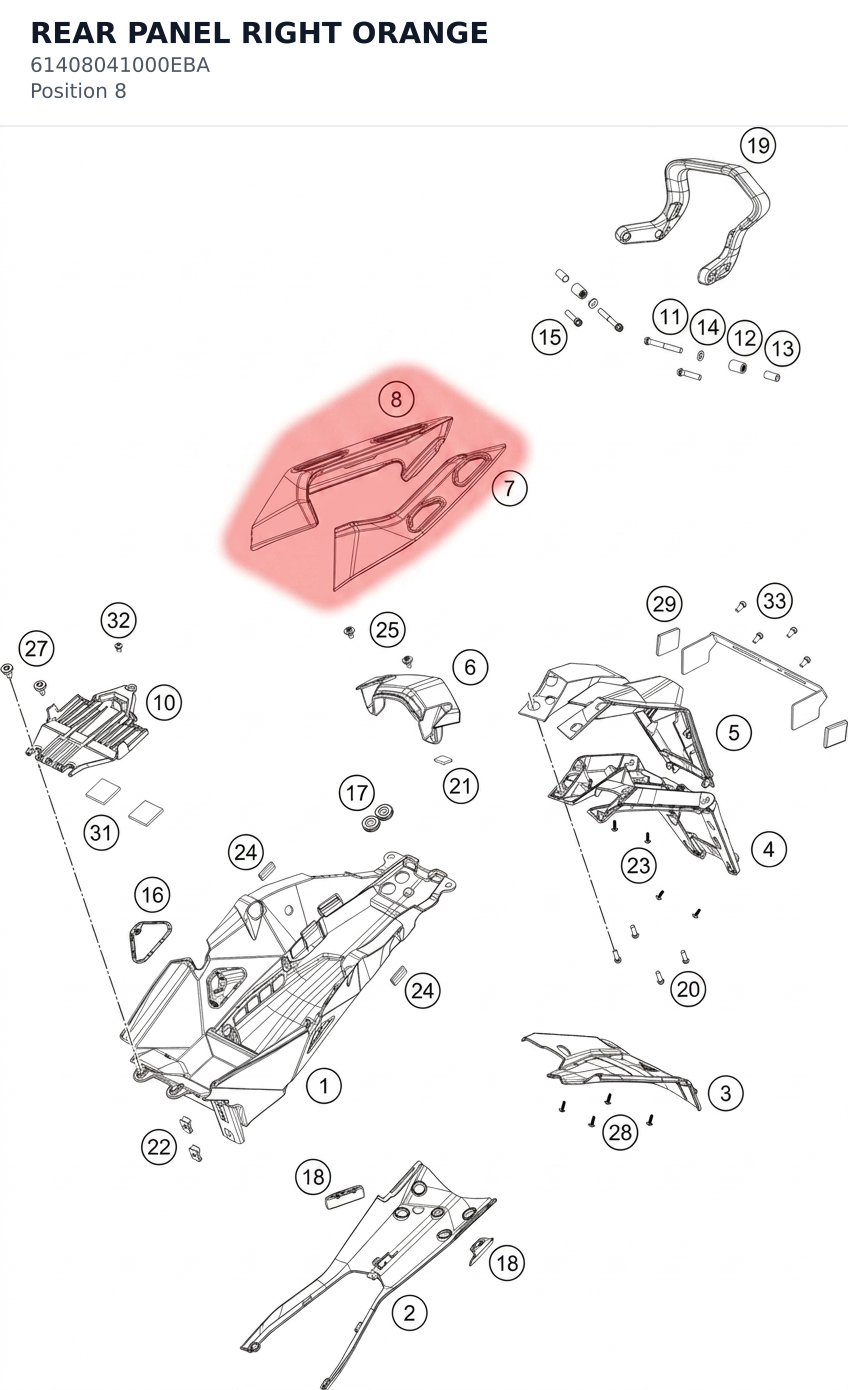 Diagram preview: REAR PANEL RIGHT ORANGE (61408041000EBA)
