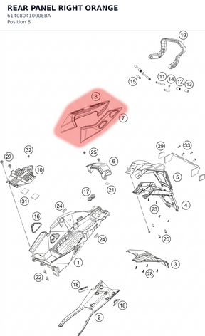 Diagram preview: REAR PANEL RIGHT ORANGE (61408041000EBA)