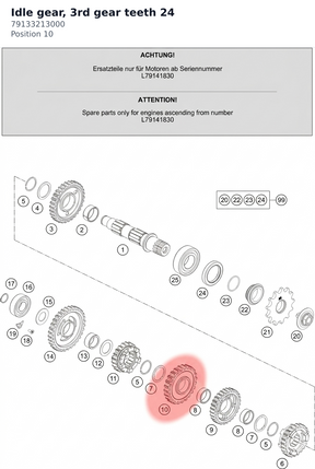 Diagram preview: Idle gear, 3rd gear teeth 24 (79133213000)