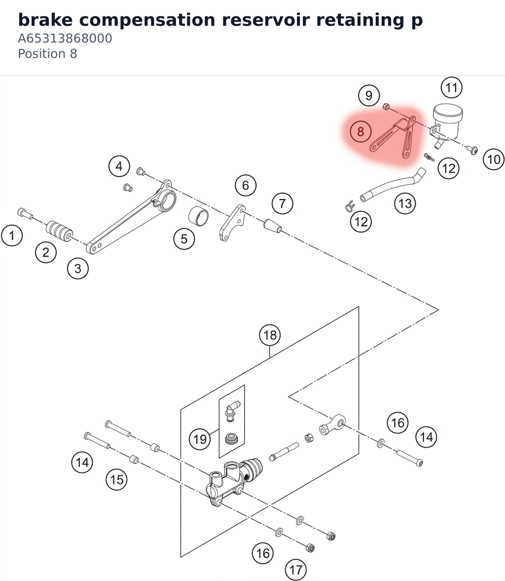 Diagram preview: brake compensation reservoir retaining p (A65313868000)